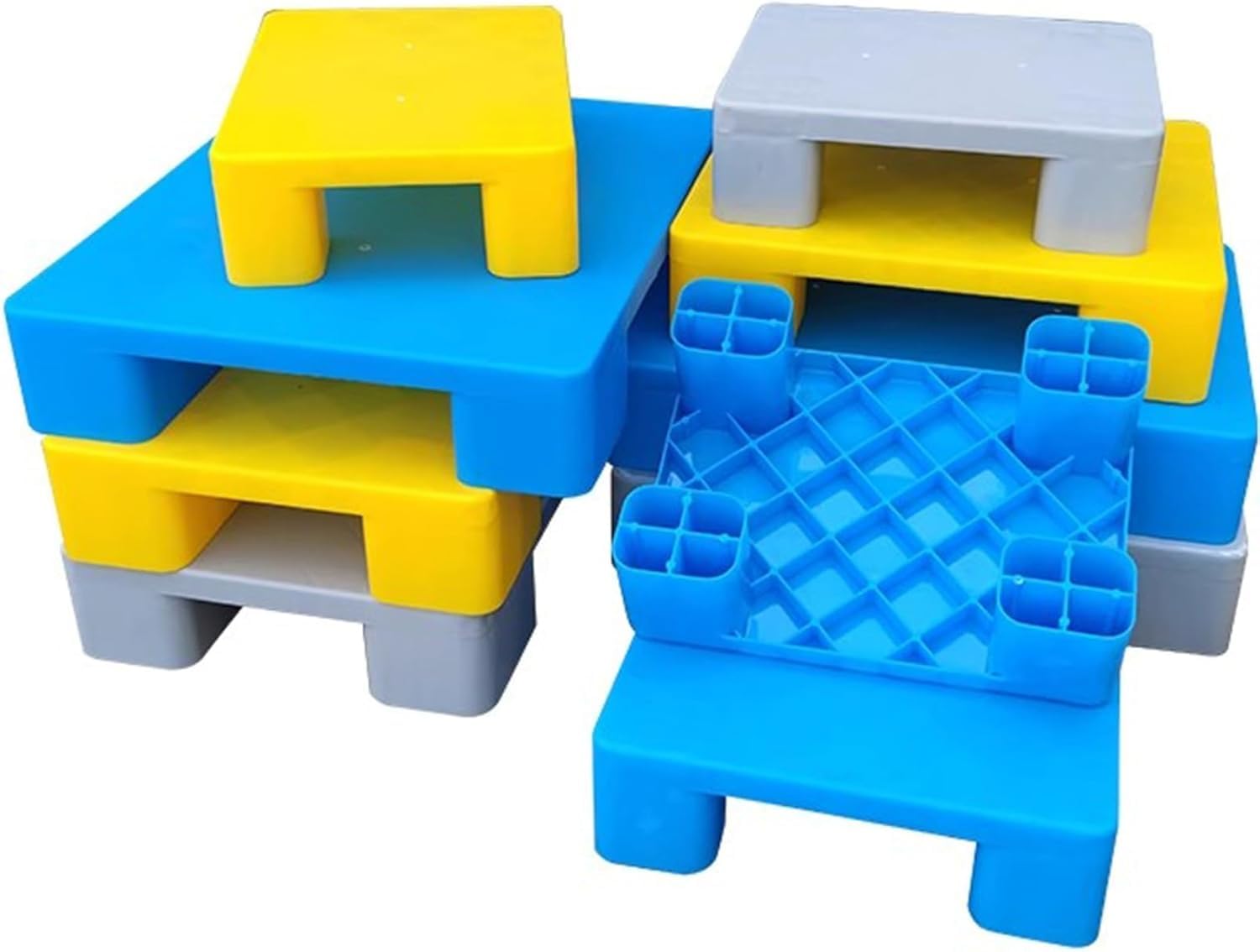 Lekkie palety plastikowe Regały magazynowe z polietylenu Ogród Balkon Kemping Plastikowe palety magazynowe(Yellow-2pcs,60x40x12cm)