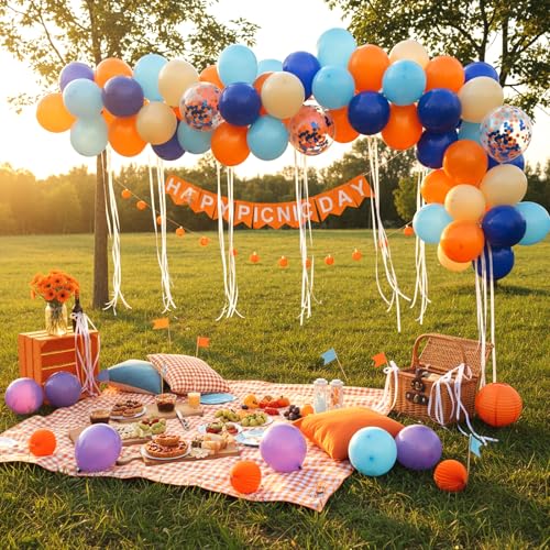 Image of RUBFAC Blue and Orange Balloons Kit, 2026 Graduation Party Balloon for Blue Birthday Decoration Baby Shower Thanksgiving Decoration