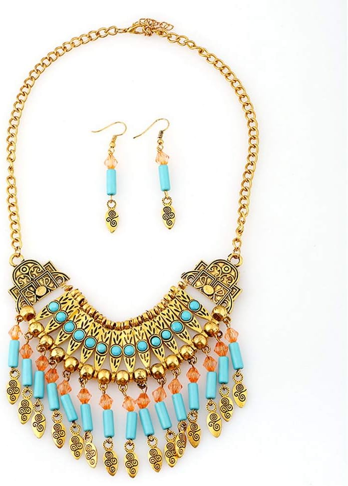 YAZILIND Bohemian Style Tassel Pendant Chunky necklace Earrings Exaggerated Jewelry Set Women Birthday Party Gift - Image 5