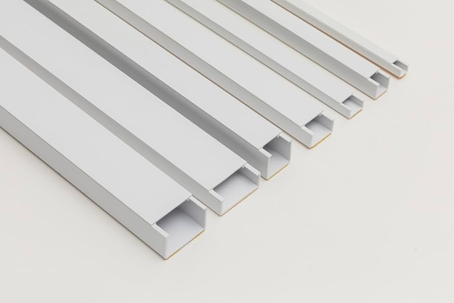 Mini White Self-Adhesive Cable Trunking - 1M Flexible Wire Cover For Single Cables Tv Cable Hider Management Wall Wire Conduit For Power Hdmi Ethernet Speaker Cables 14mmx10mm