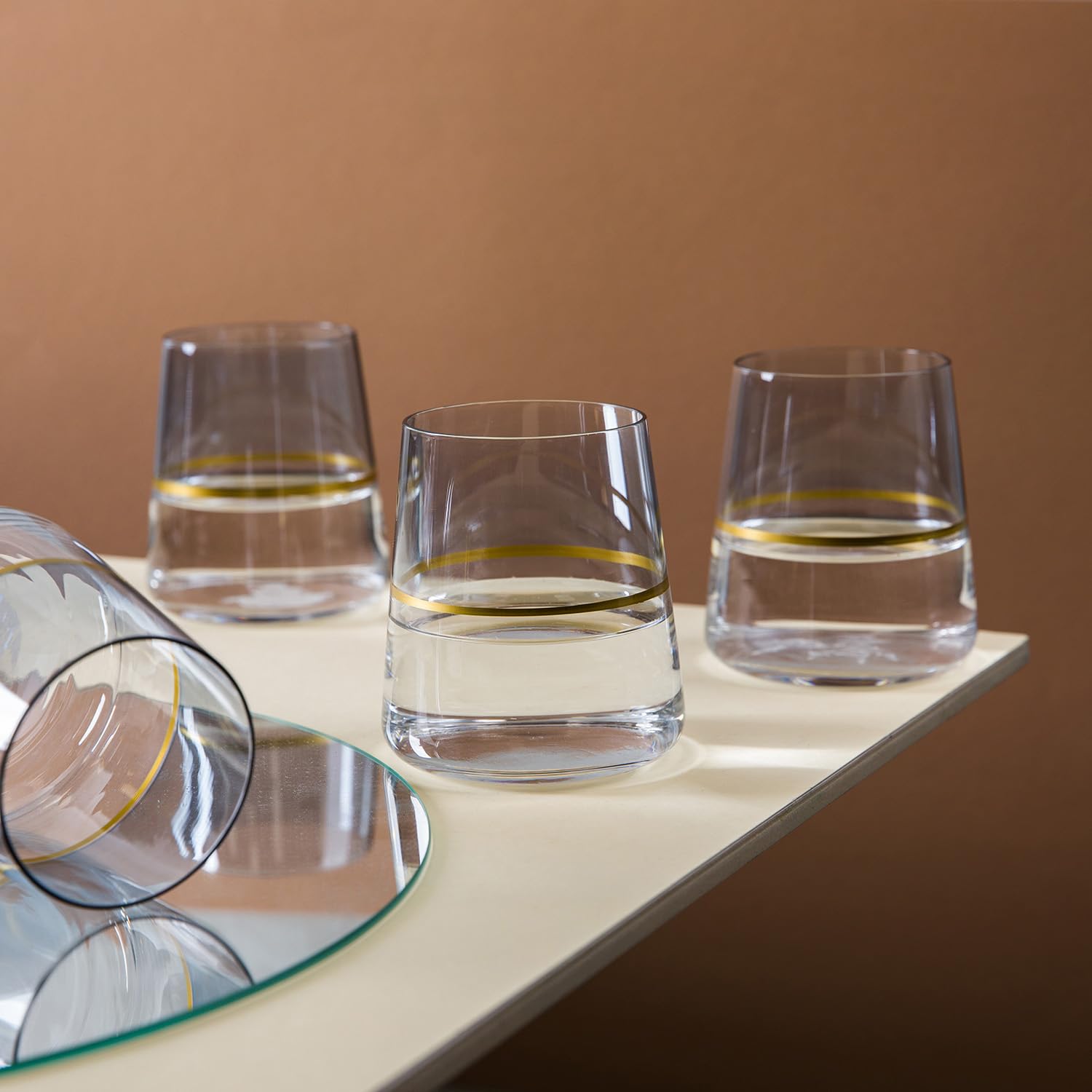 SET 6 BICCHIERI LONG DRINK COCKTAIL VINTAGE GLASSES GREEN BARK/ICE TEXTURED