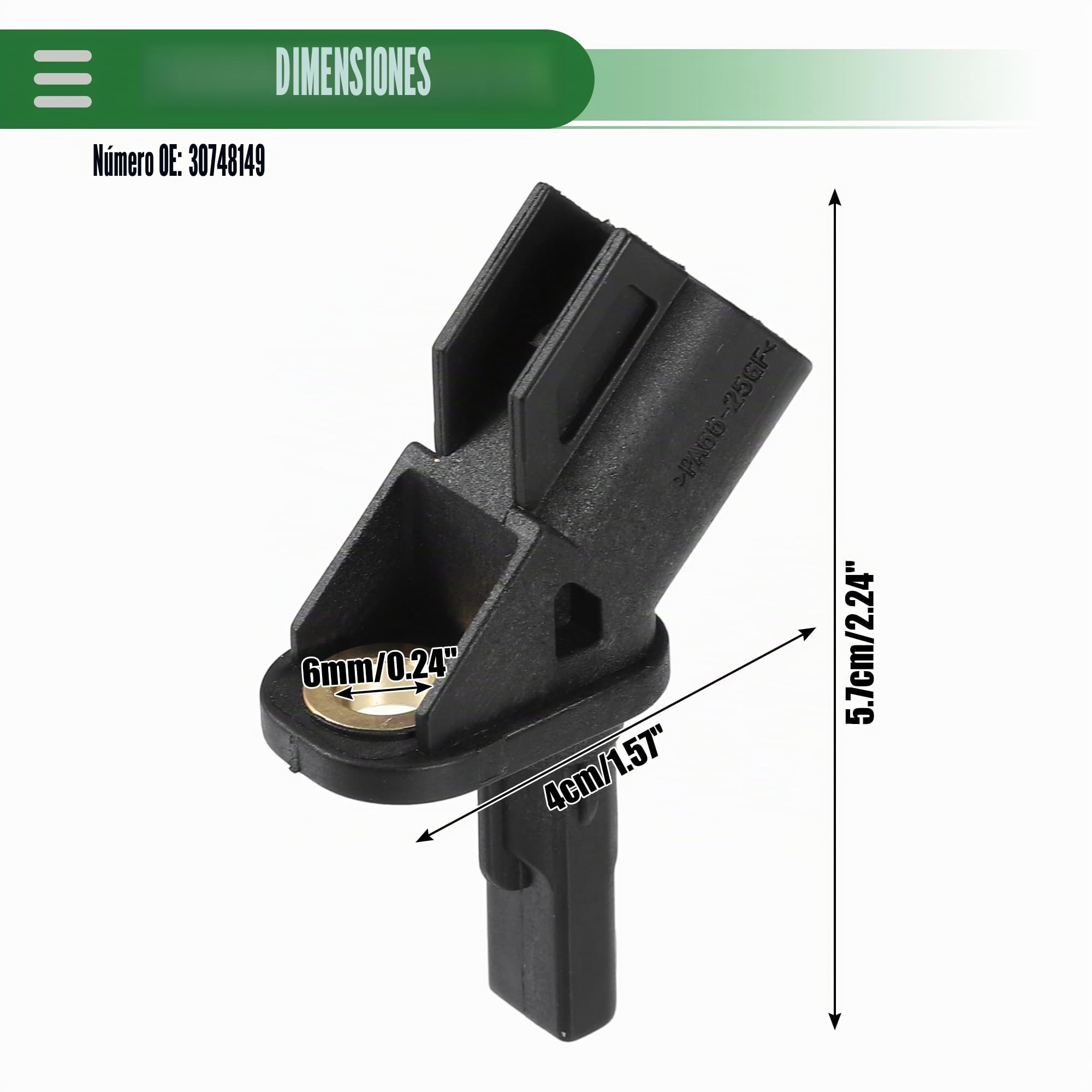 A ABSOPRO Abs Sensor Velocidad para Ford Kuga Mk2 2 Unidades | Negro, Material Abs Y Metal, Tamaño 5.7X4X1.8Cm, No.30748149, 2 Pines, Para Ford C-Max Ii, Focus Mk2, Kuga Mk1