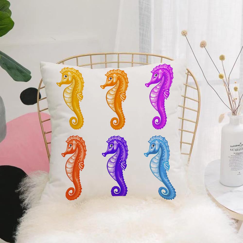 HYOSXW Cushion Cover,Throw Pillow Case Home Decorative for Living Room Bedroom Sofa Chair 16X16 Inch,Animal Decor,Set of Baby Seahorse Diving Swim Unique Young Hap,Pillowcase 40X40cm