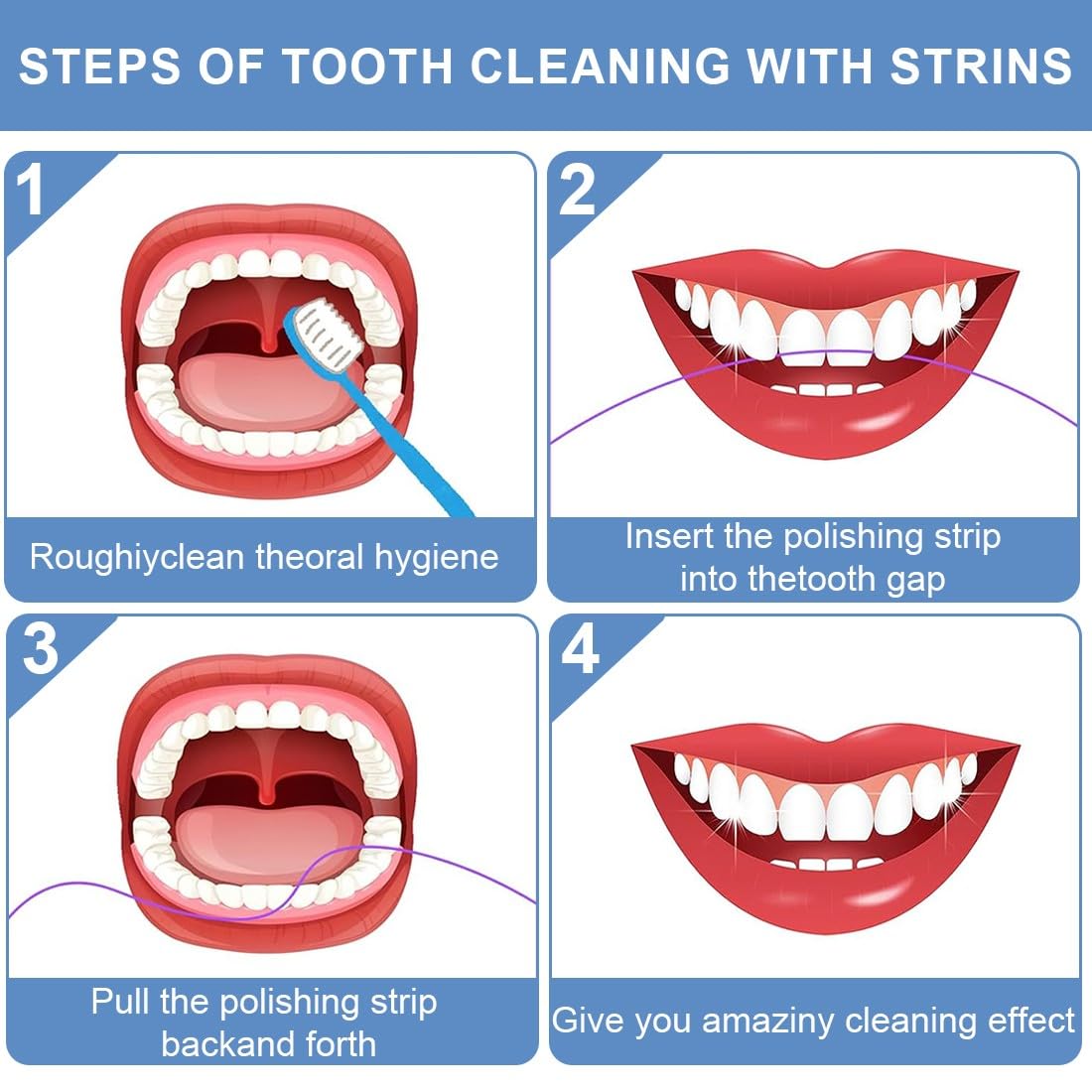 Papel De Lija Dental 6 Metros Doble Cara, Lima Dental Para Dientes, Herramienta Cuidado Bucal Limpieza Profunda 30μ