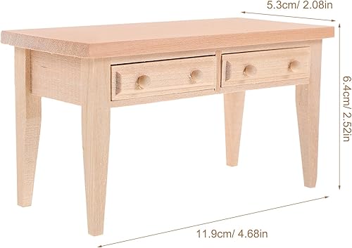 Miniatura 2 de Muebles de casa de muñecas de madera: Juego de muebles de mesa y silla de muñecas Silla de escritorio en miniatura para accesorios de mini casa