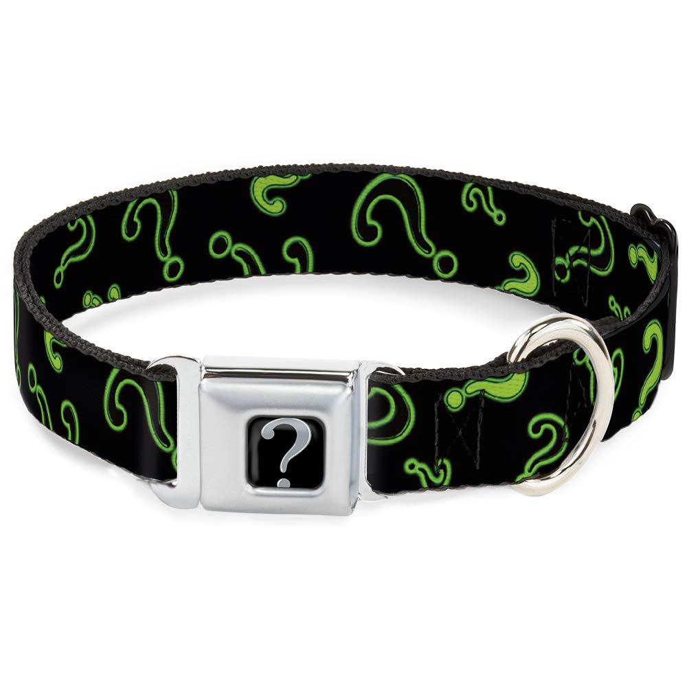 Collier pour chien avec boucle de ceinture de sécurité réglable noir et vert fluo de 2,5 cm