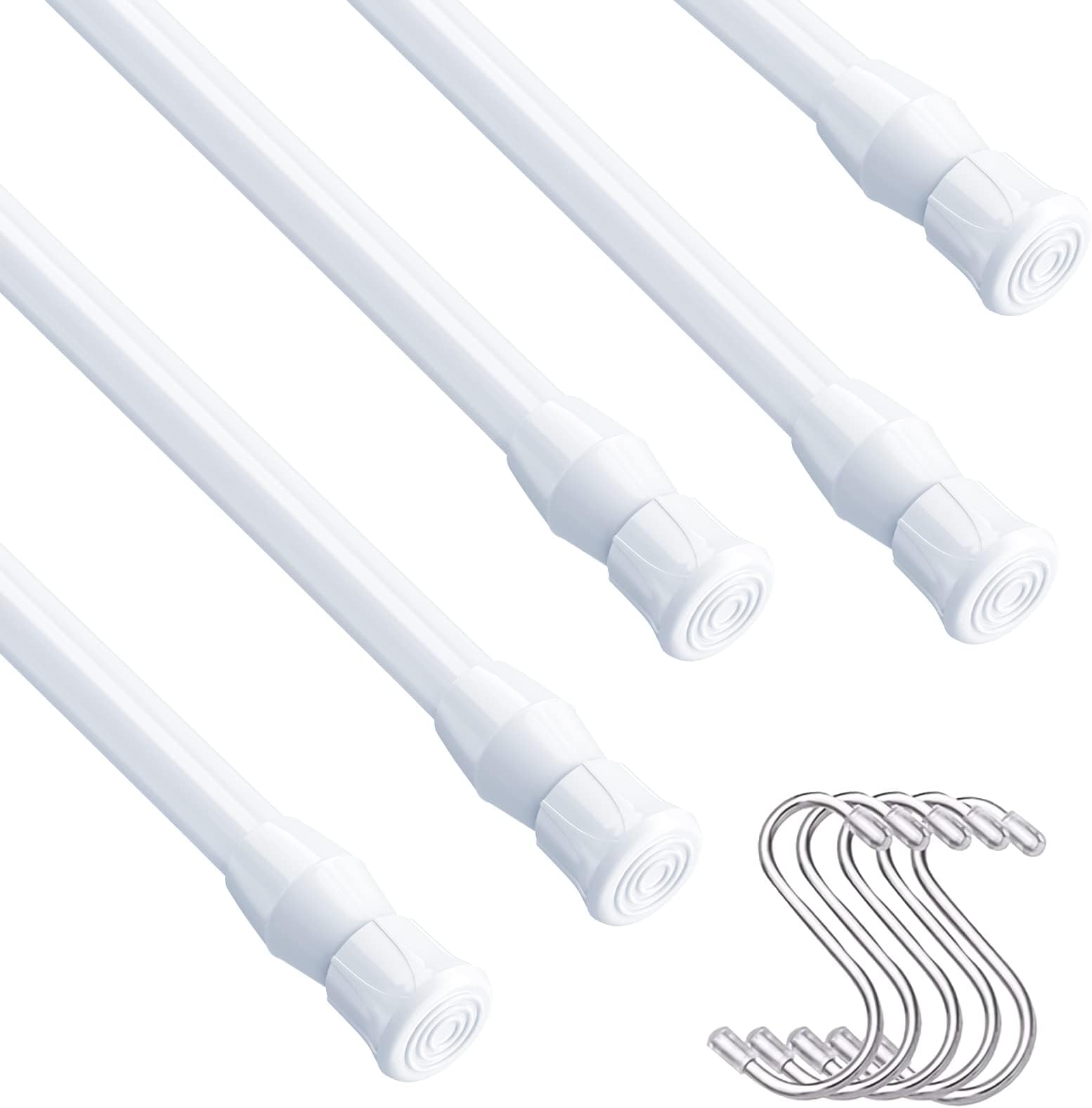 HAOYUNTE 5 PCS Cupboard Bars Tensions Rod Spring Curtain Rod Extendable Length 11.8 to 19.6 Inches(30-50cm) for DIY Projects, Kitchen, Bathroom, Cupboard, Wardrobe, Window, Bookshelf