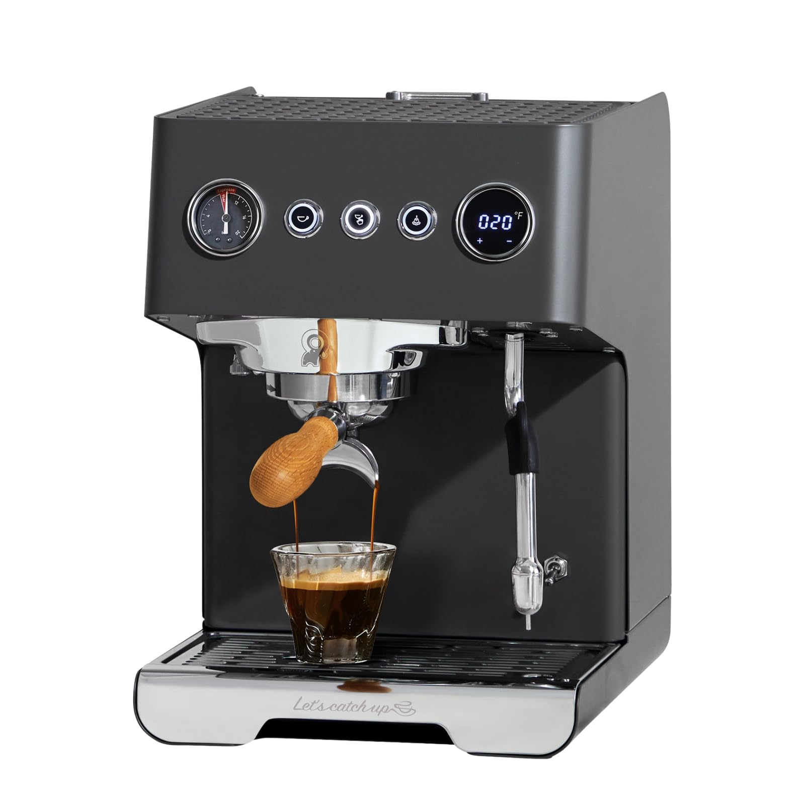 Gemilai G3028A Espresso Machine, 15 Bar Professional Coffee Maker with Adjustable Pressure & Automatic Milk Frother, Dual PID & 550ml Boiler, 57oz Tank, Stainless Steel for Cappuccino, Latte Grey