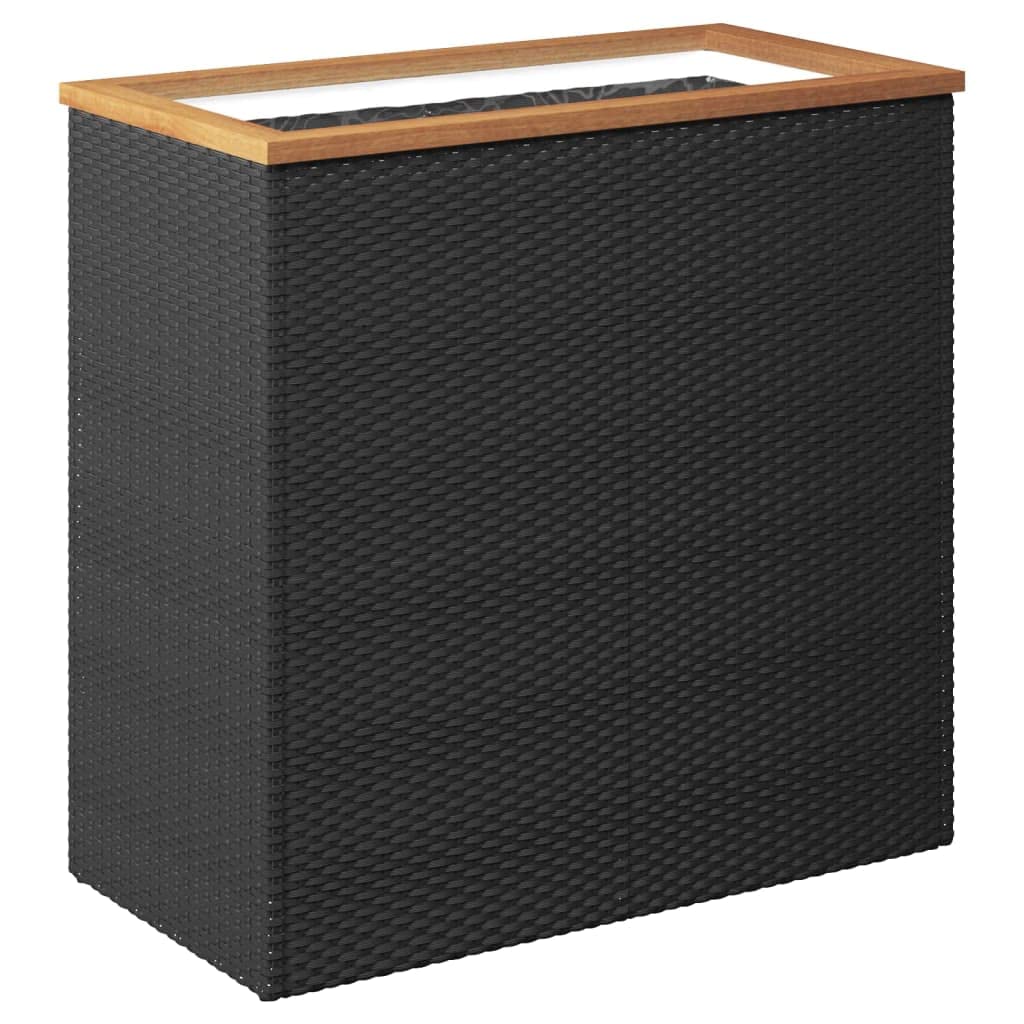 Jardinera negra 80 x 40 x 80 cm de poliratán con estructura de acero y bolsa interior, ideal para jardín, balcón, patio, plantas hierbas aromáticas y flores, material resistente