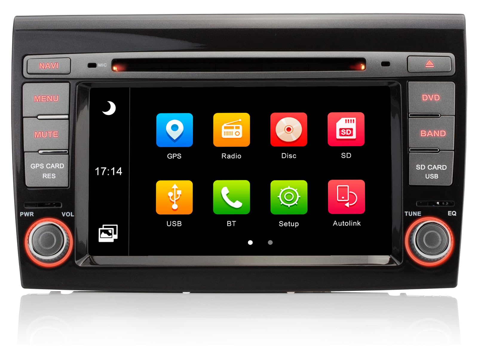 iFREGO 7 inch 2 DIN Car Radio FIAT Bravo (2007-2012), Bluetooth, GPS Navigation, FM, DAB, DVD, Auto, TF Card, Touch Screen Car Audio Bluetooth, Steering Wheel Control