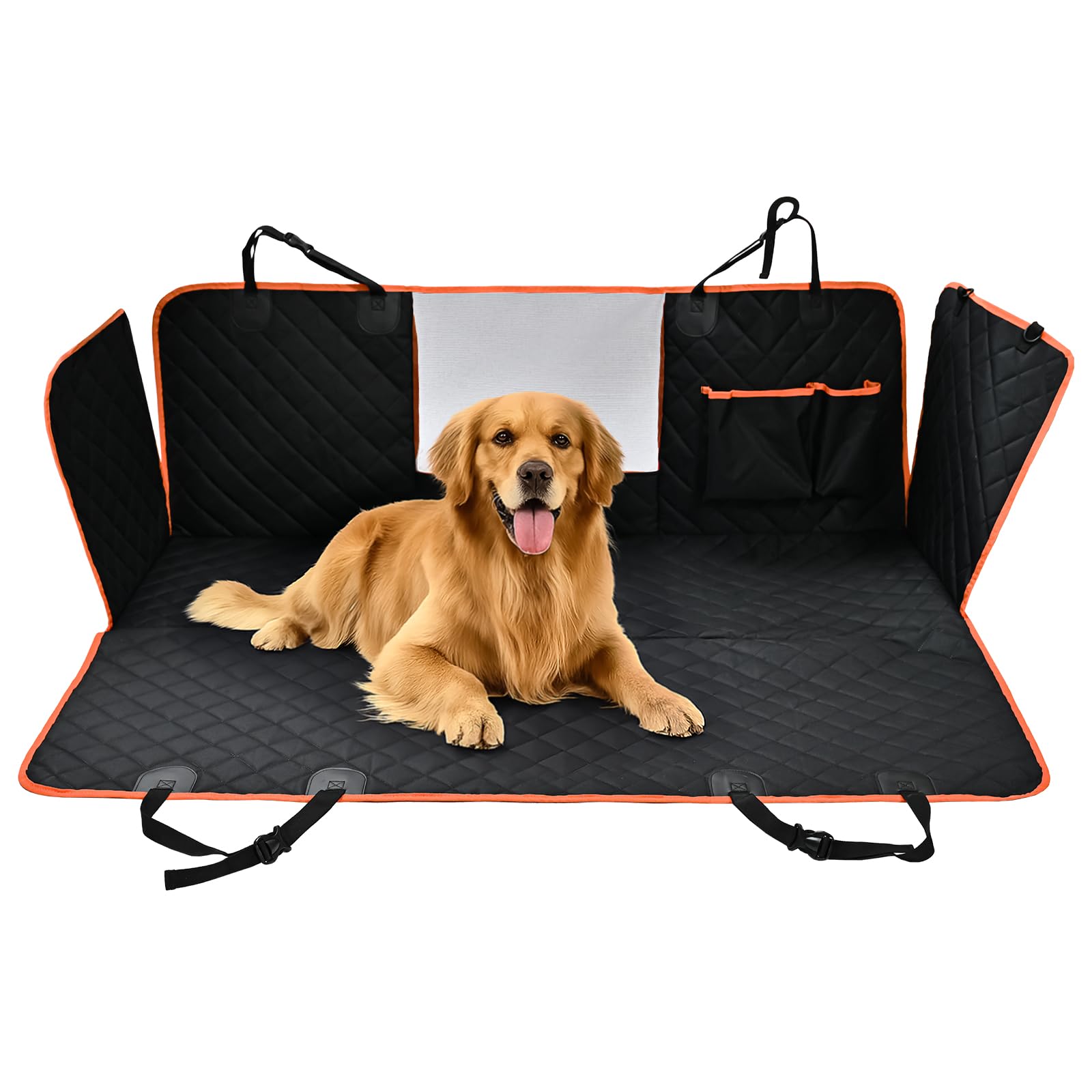 Amazon Basics Dog Car Seat Cover for Back Seat, Scratch-Resistant Nonslip Hammock with Side Flaps and Seatbelt Openings for Cars, SUVs, and Trucks, Black - image 2