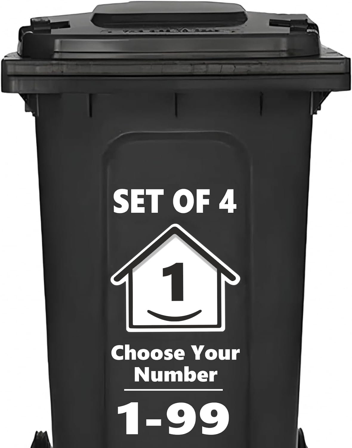 4 x Bin Numbers for Wheelie Bins, 1-99, 15cm ‘Happy House’ Design Dustbin Stickers, Easy Application Stick On Number Stickers - Weatherproof Self Adhesive Vinyl, Black (11) — view 43