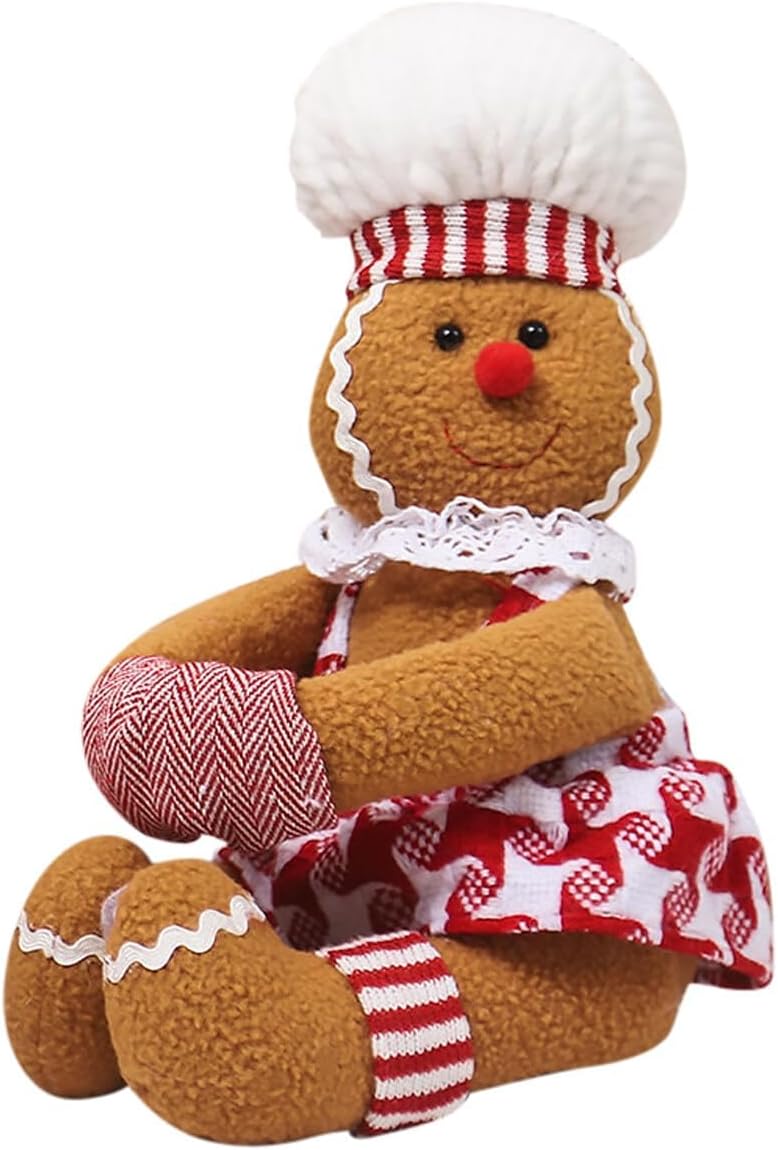 Gingerbread Christmas Decorations, Gingerbread Tree Topper for Christmas Tree Wine Bottle Curtain Ornaments (B)