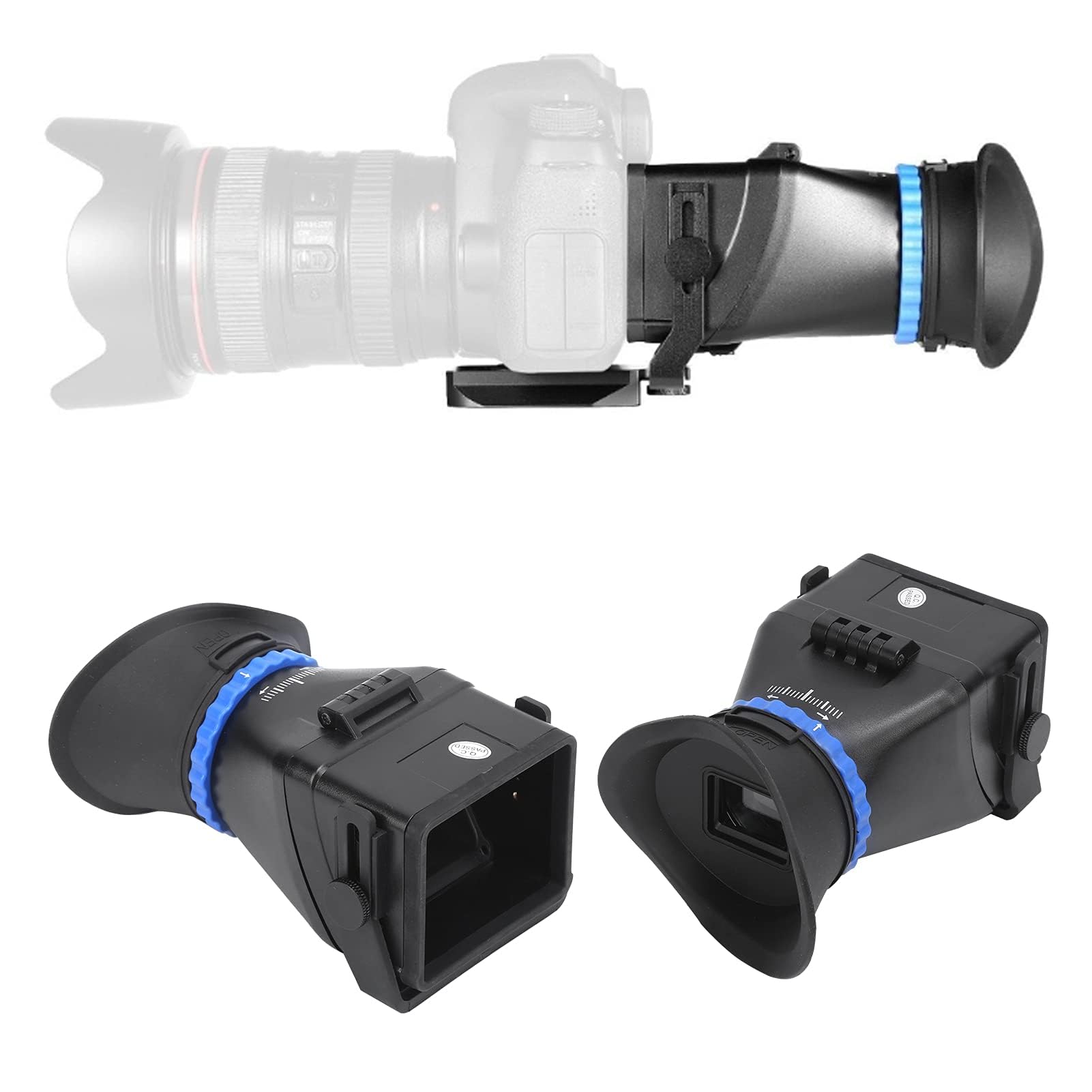 Viseur de Caméra à Grossissement 3,0X, Loupe de Viseur de Caméra Vidéo à écran LCD en Caoutchouc Souple pour Appareils Photo Reflex Numériques à écran 3 Pouces et 3,2 Pouces, avec