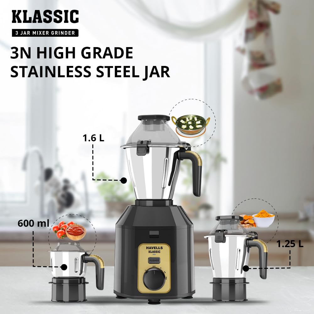 Havells Klassic Mixer Grinder - Powerful & Durable -8