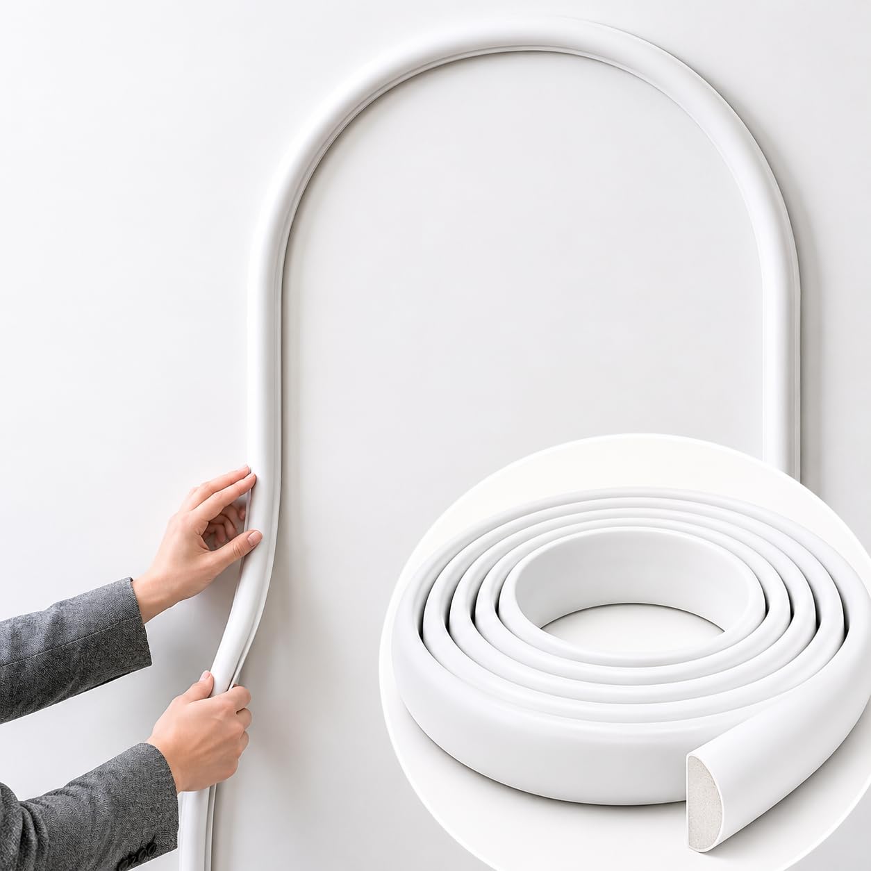 Elastyczna Listwa Ozdobna PVC 2.5cm/0.98“ Wąska DIY Listwa Dekoracyjna Do Malowania Wodoodporna Listwa Wykończeniowa Do Ścian, Sufitów, Szafek I Luster White, 7M