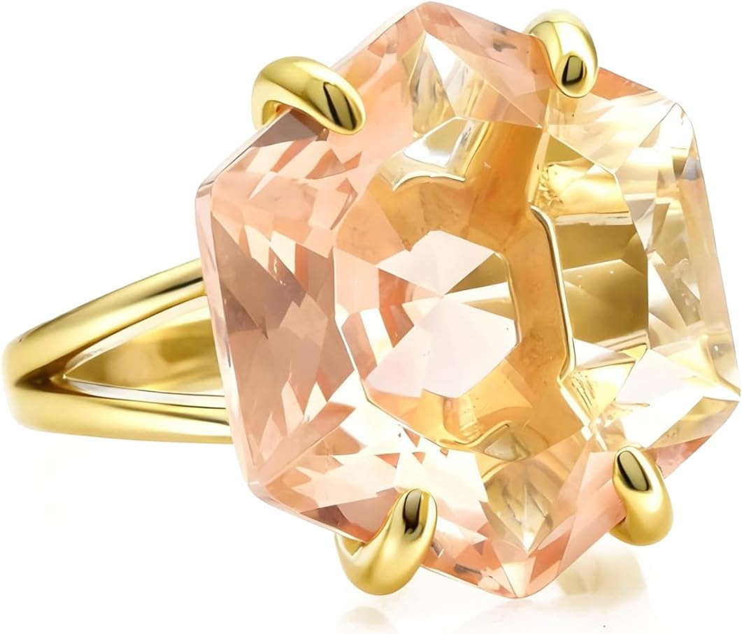 Morganite Rings - Lustrous Statement Jewelry for Women - Semiprecious Gemstone, Vintage, Crystal Rings - Handmade Accessory with Branded Box