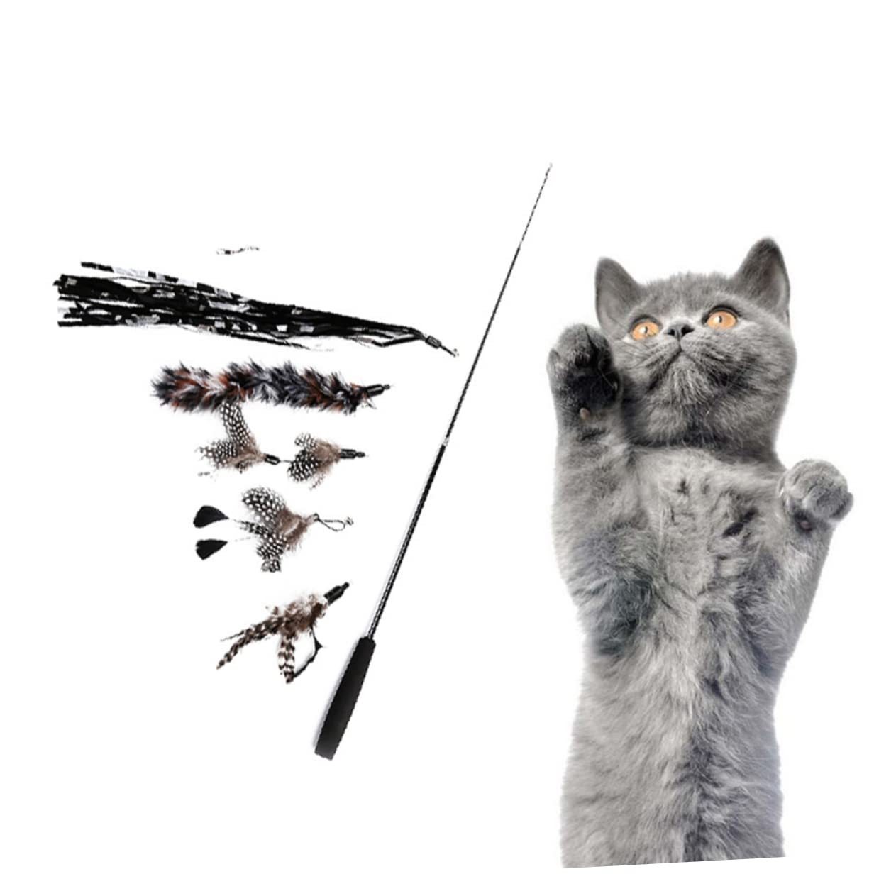 Happyyami 18pezzi Bastoncini Teaser Per Gatti Giochi Interattivi Colorati Con Teste Rimovibili Per Gioco e Rafforzare Con Tuo Felino