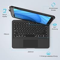 TECURS Billentyűzetes Tok iPad 10.2 Hüvelyk 9./8./7. Generációhoz, 360° Forgatható, Ceruza Tartóval, QWERTZ, Fekete 6