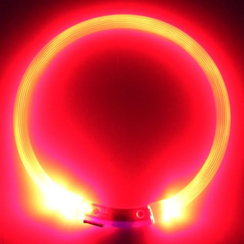 Miniatura 7 de shlutesoy Recargable LED Noche Intermitente Luminoso USB Carga Mascota Perro Cachorro Cuello Collar Rosa 19.7 in