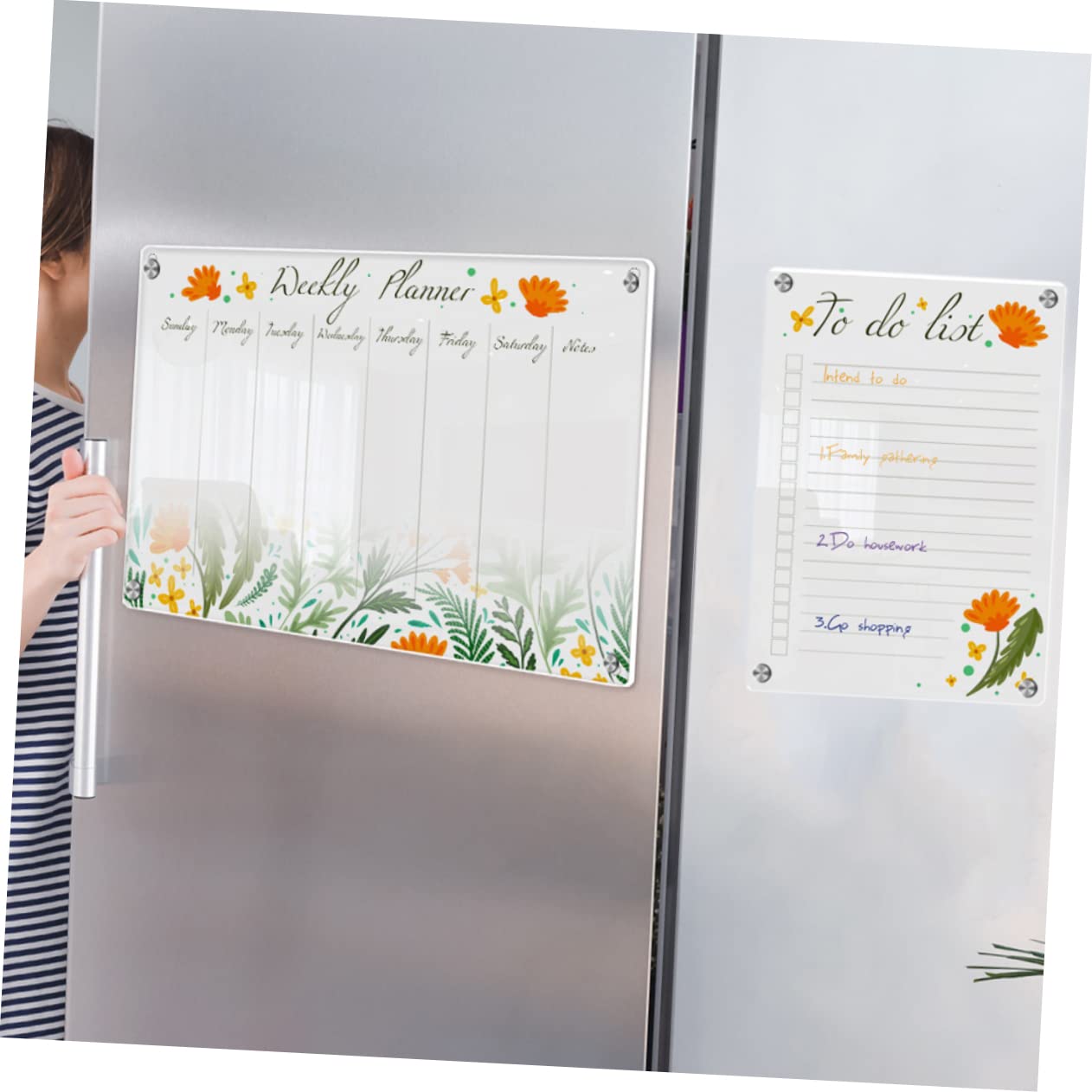 Uonlytech Lavagna Magnetica Trasparente Magnetica Calendario Settimanale Cancellabile in Acrilico per e Promemoria per Frigorifero