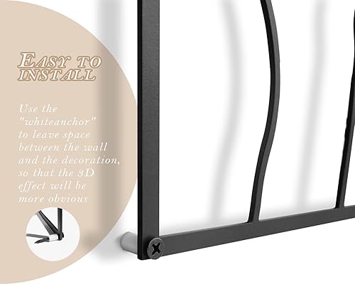 Miniatura 5 de Creoate Juego de 4 piezas de arte abstracto de metal negro para pared, esculturas minimalistas para sala de estar y dormitorio, oficina, 11 x 16