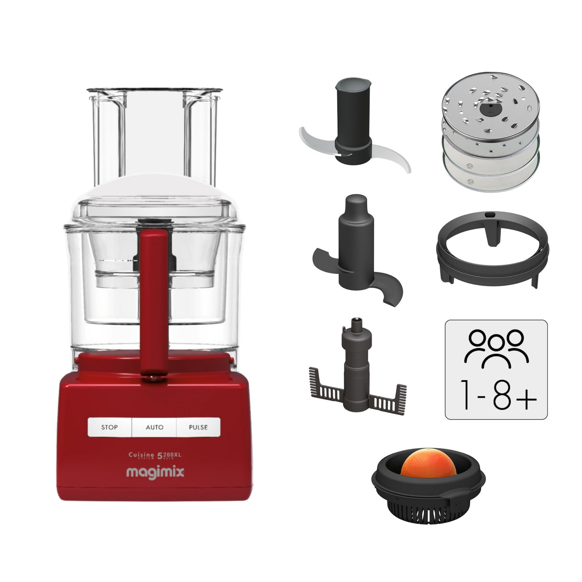 Magimix Robot de Cuisine Multifonction 4200 XL – Hachoir, Blender, Pétrin, Batteur – Accessoires Inclus – Idéal pour Famille – Moteur Professionnel Silencieux 3 L - Fabriqué EN FRANCE (Rouge)