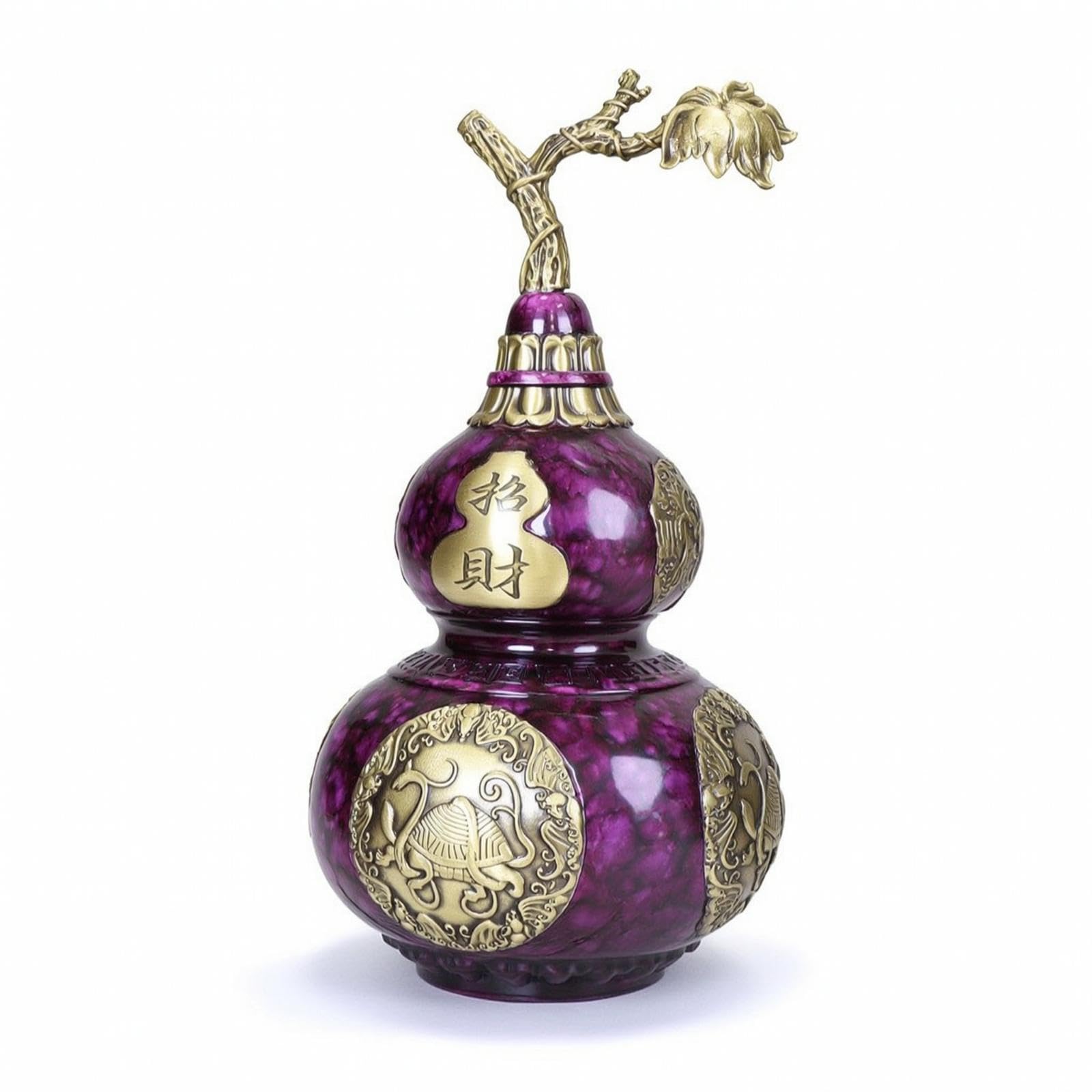 Gourd Ornament with Leaf Marbled Brass Gourd Gold-Toned Table Ornament for Collectors, Display Shelf, Entryway No 4-image-19