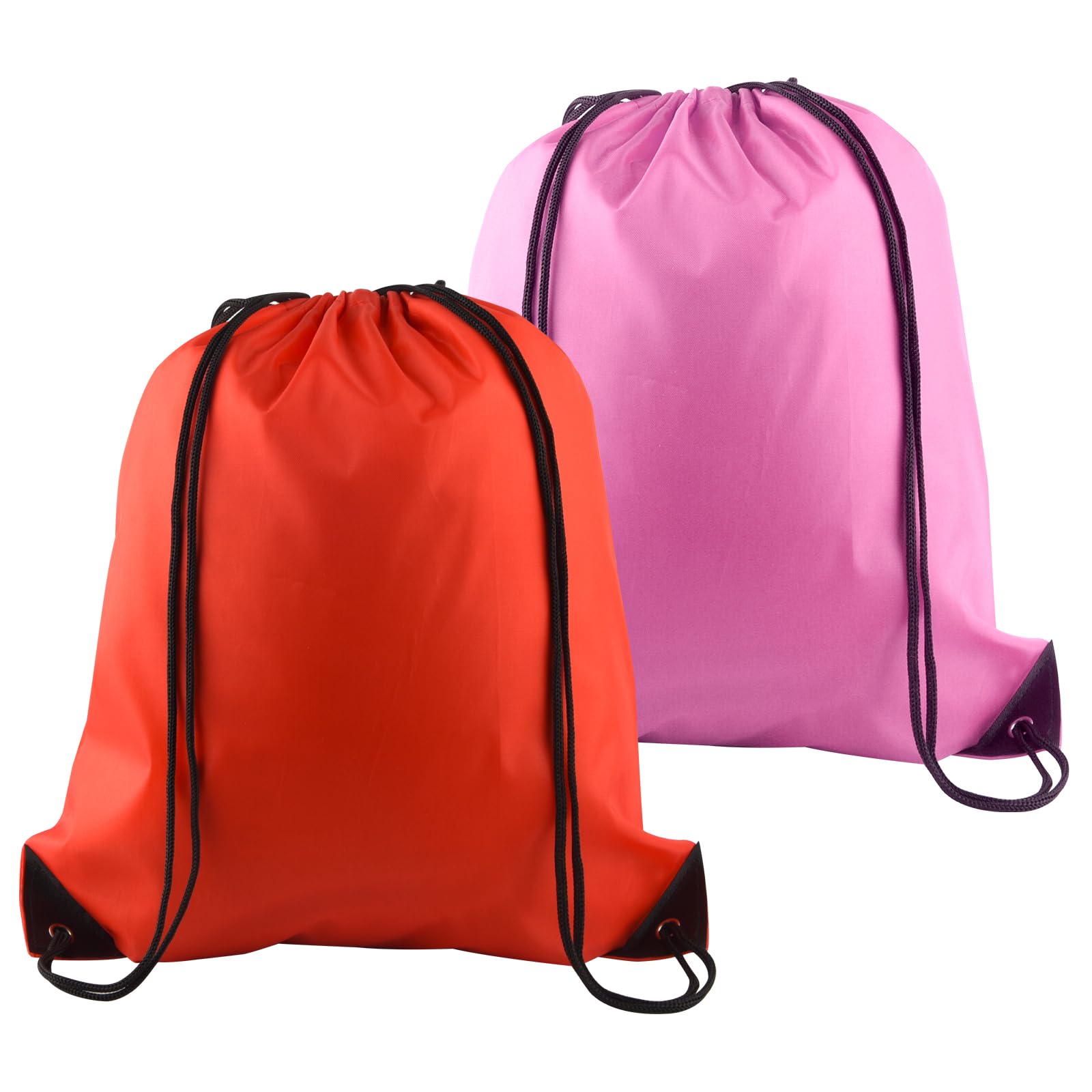 PLULON 2Pcs Drawstring Bags Bulk Drawstring Backpack Pink Red String Backpack Cinch Sack Sport Gym Backpack Bags for Yoga Traveling Outdoor Sports