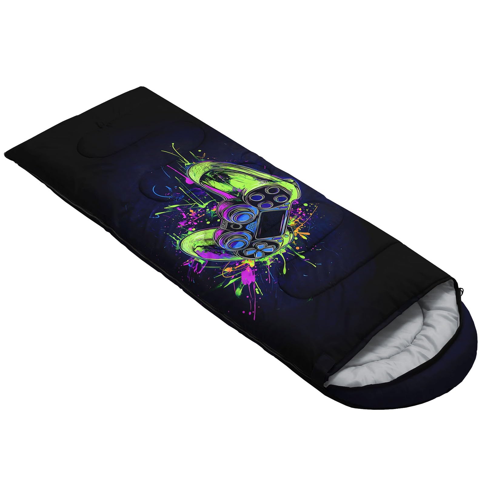 Smell Sunshine Kids Sleeping Bag for Boys Girls,Cartoon Graffiti Game Consoles Print-Lightweight Warm Portable Outdoor Indoor-Waterproof Cold Weather Resistant Sleeping Bag for Camping Hiking(Game)