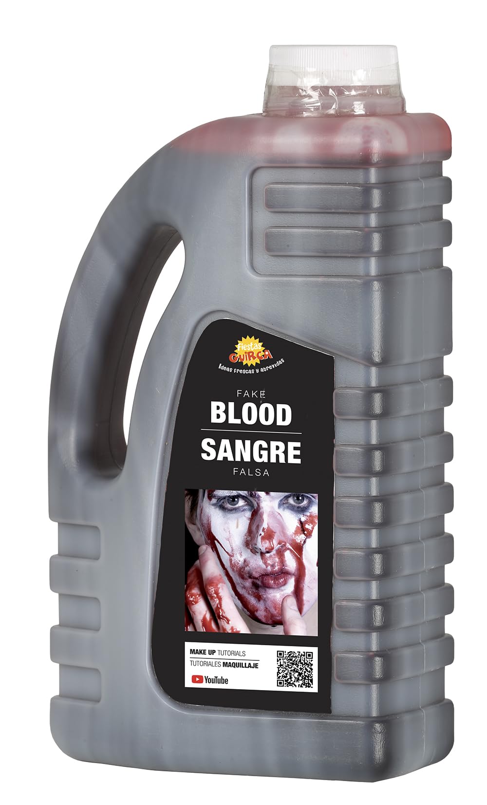 FIESTAS GUIRCA | Fake Blood Bottle (33.8 oz) - Latex Makeup for Horror and Scary Fancy Dress - Ideal for Halloween, Carnival and Horror Movie Parties - Suitable for All Users - Red