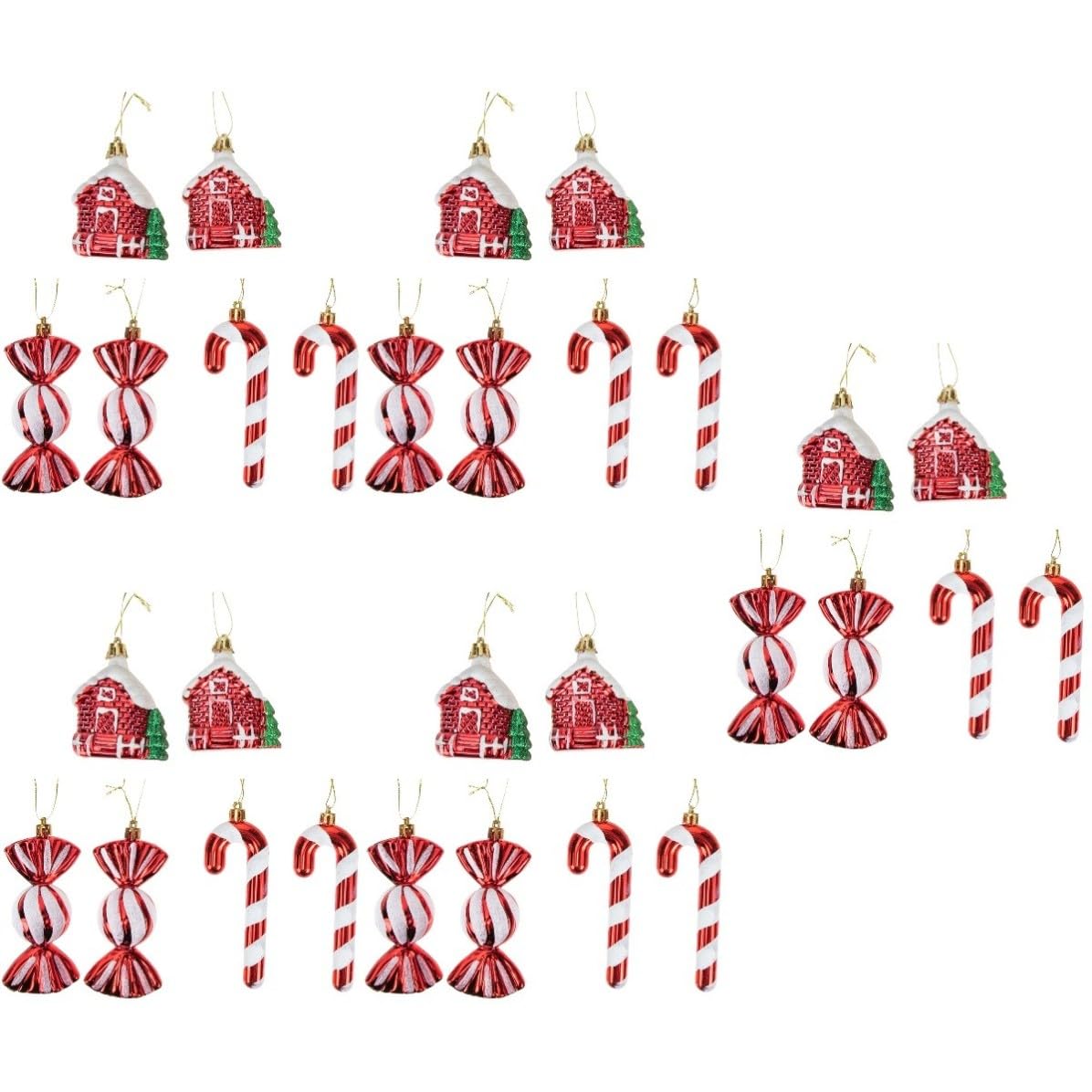 Didiseaon 30 Piezas Adorno Colgante Navideño Rojo de Plástico Ligero para