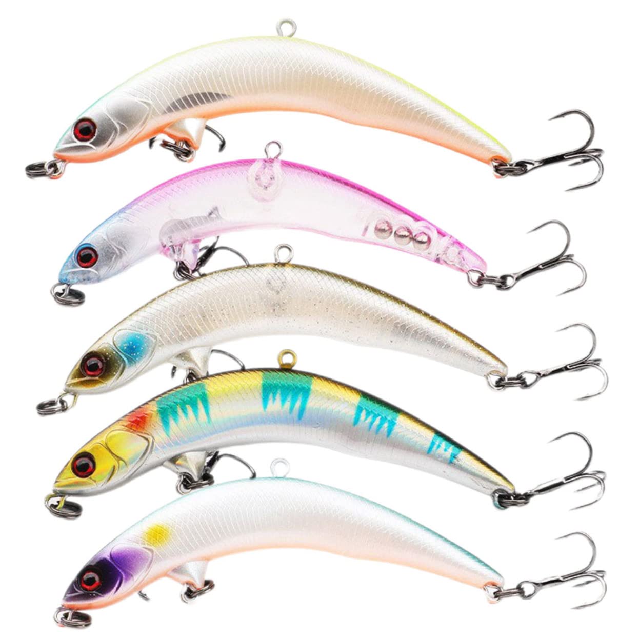 INOOMP 25 Pz Amo da Esca Esche da Pesca Persico Vivide Esche Finte Ami per Pesci d'Acqua Salata Ami da Pesca Artificiali Pesca Realistica Esche per Basso All'aperto 7c Allacciare Metallo