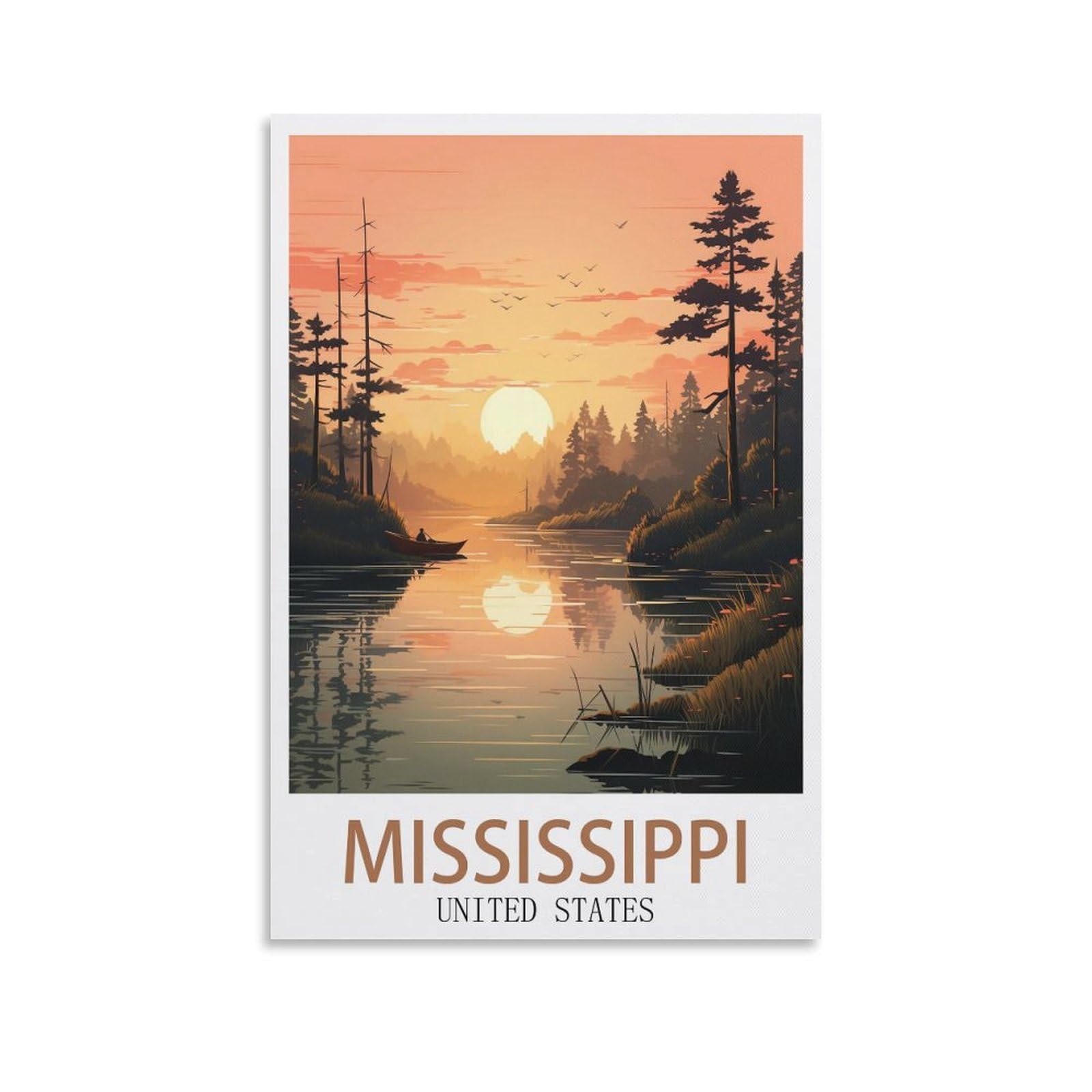 Metal Tin Sign Plaque Poster Mississippi Mountain Art Plaque Poster Wall Decor for Home Tool Room Bar Club Restaurant Cafe 30x30cm
