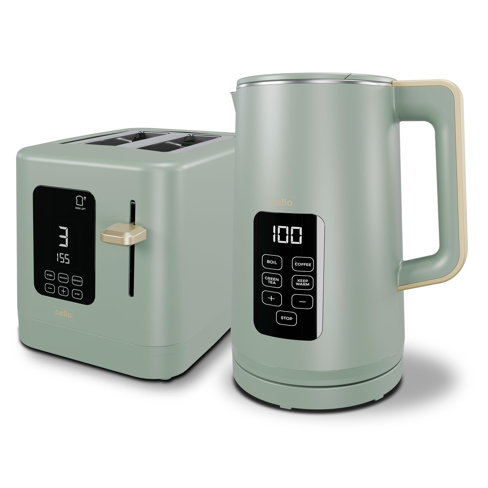 Cello Breakfast Bundle - Digital Kettle And 2 Slice Toaster