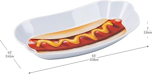 Miniatura 3 de Mind Reader Juego de platos para servir hot dog, artículos esenciales de alojamiento, cocina al aire libre, melamina, 8.5 pulgadas de largo x 4.5