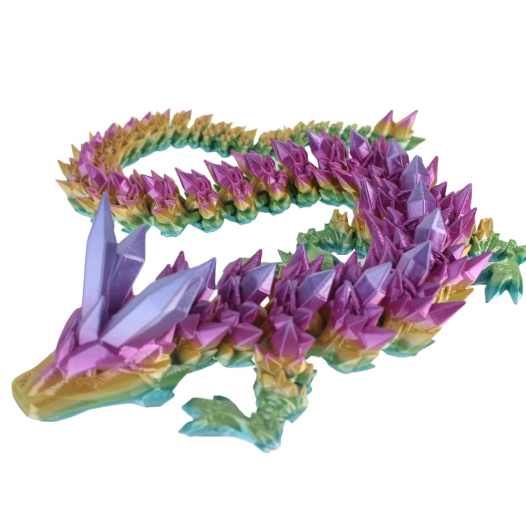 3D Printed Dragon 24inch Crystal Dragon Toys Dinosaur Fidget Toys Easter For Adults Home Office Decor (24inch Crystal Dragon)