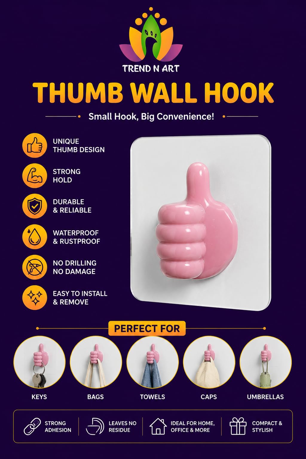 Adhesive Wall Hooks - No Drill, Damage-Free! -8