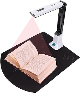 8MP Document Camera, Portable USB A4 Document Scanner, Foldable Overhead Book Document Scanner, OCR technology, Auto Focusing, 6 Led Lights, Compatible with Windows