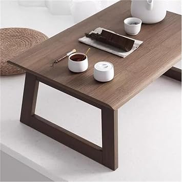 Portable Foldable Bay Window Low Tables Bamboo Lap Table and Coffee Table Ideal for Child Studying Chit-Chat and Various Activities Like Writing Eating Indoor or When Traveling Creative idea(60x40x25