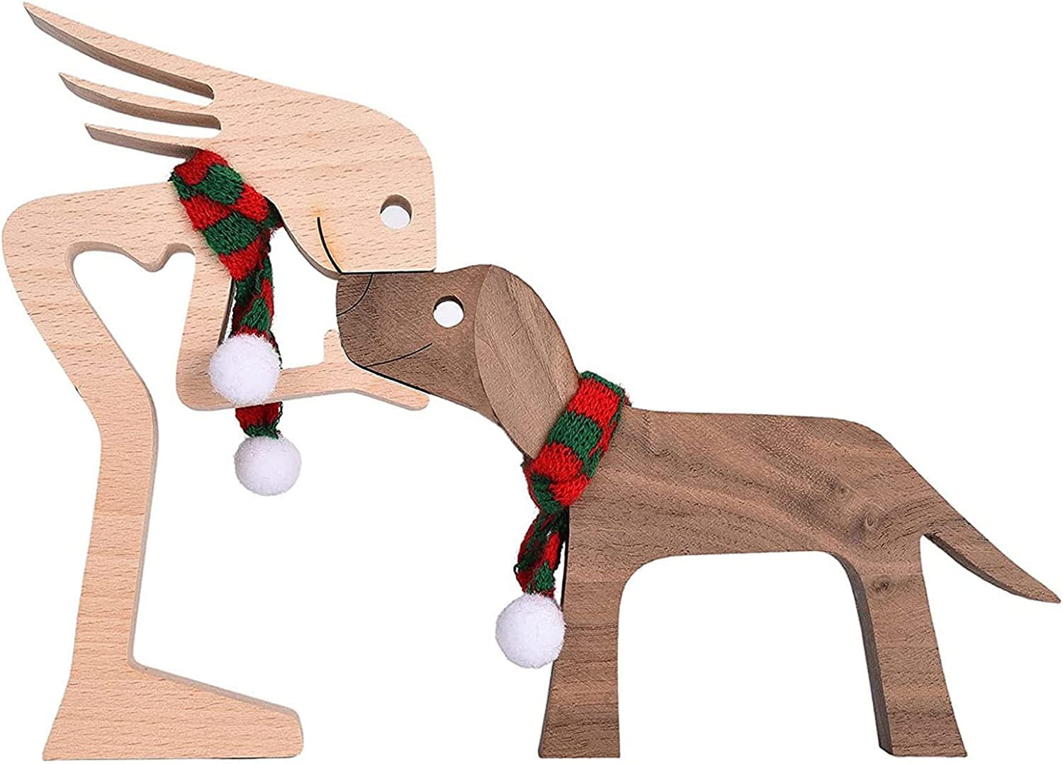 Adornos de madera tallada para cachorros familiares, escultura de madera maciza natural para mascotas, perro, familia, manualidades, figura tallada a mano, regalos creativos para el hogar, oficina,