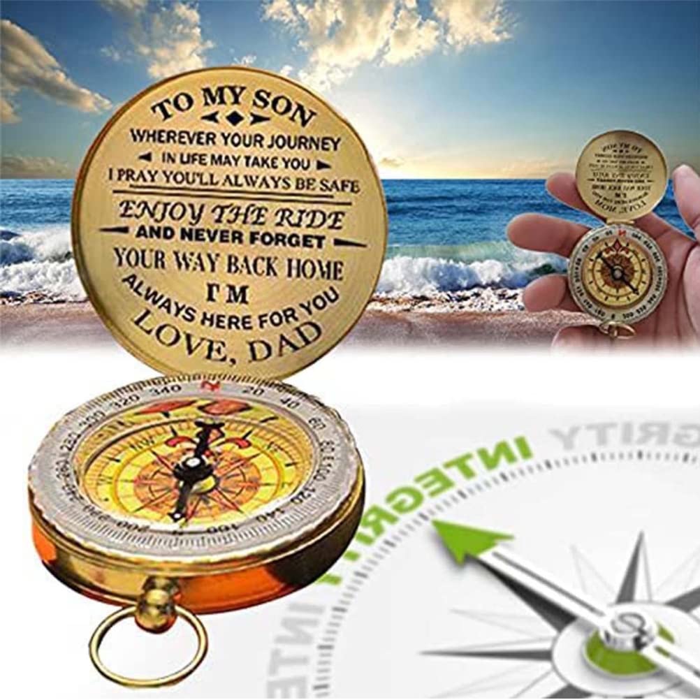 Luminous Compass Dad to Son Enjoy The Ride Camping Outdoor Activities Navigation Tool (a) - Image 5