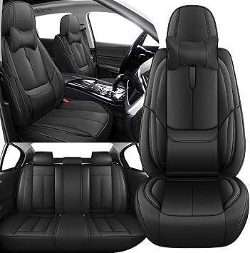 Luxury Car Seat Cover for Toyota bZ4X 2023-2026, Simple Comfortable Front and Rear Split Bench Auto Seat Protectors from Damage with Pillows Full Set, Black