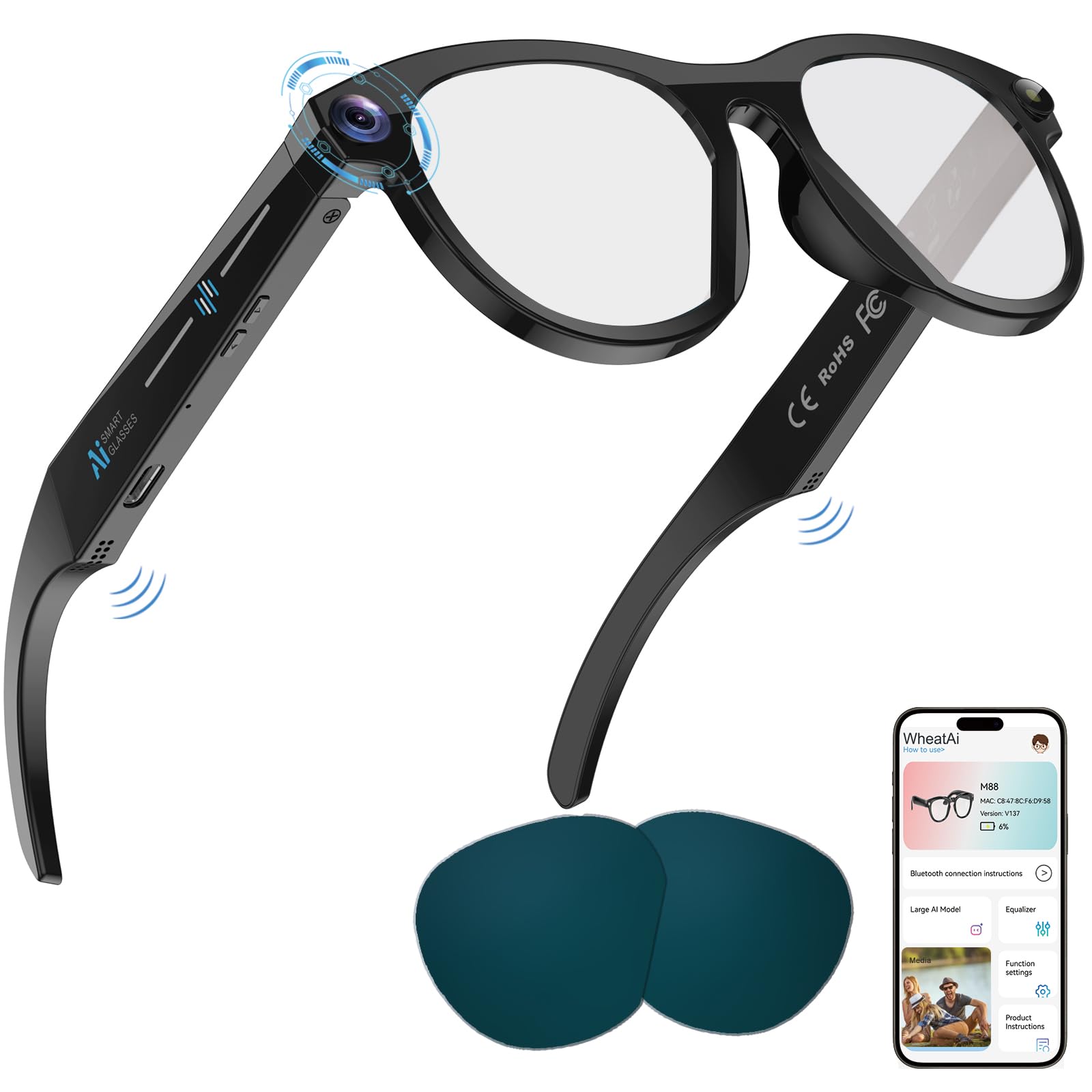 Amazon.com: Lixeszt Smart Glasses with Camera AI Glasses Bluetooth