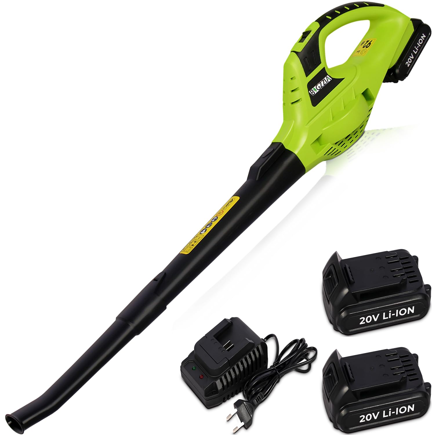 bigzzia Cordless Leaf Blower with Battery - Leaf Garden Blower 10500RPM Electric Powerful for Leaves Grass Patio Garage Lawn Car Dust Snow, Green