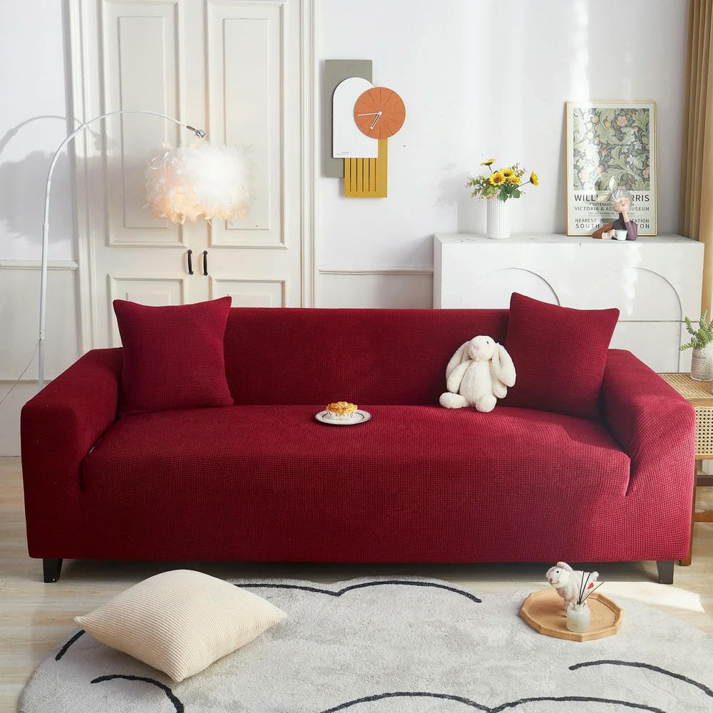 SDYdsgE sofa cover， Nordic Fashion Knitted Elastic Sofa Cover Solid Color All Seasons Universal Couch Slipcover(I,200 260cm)