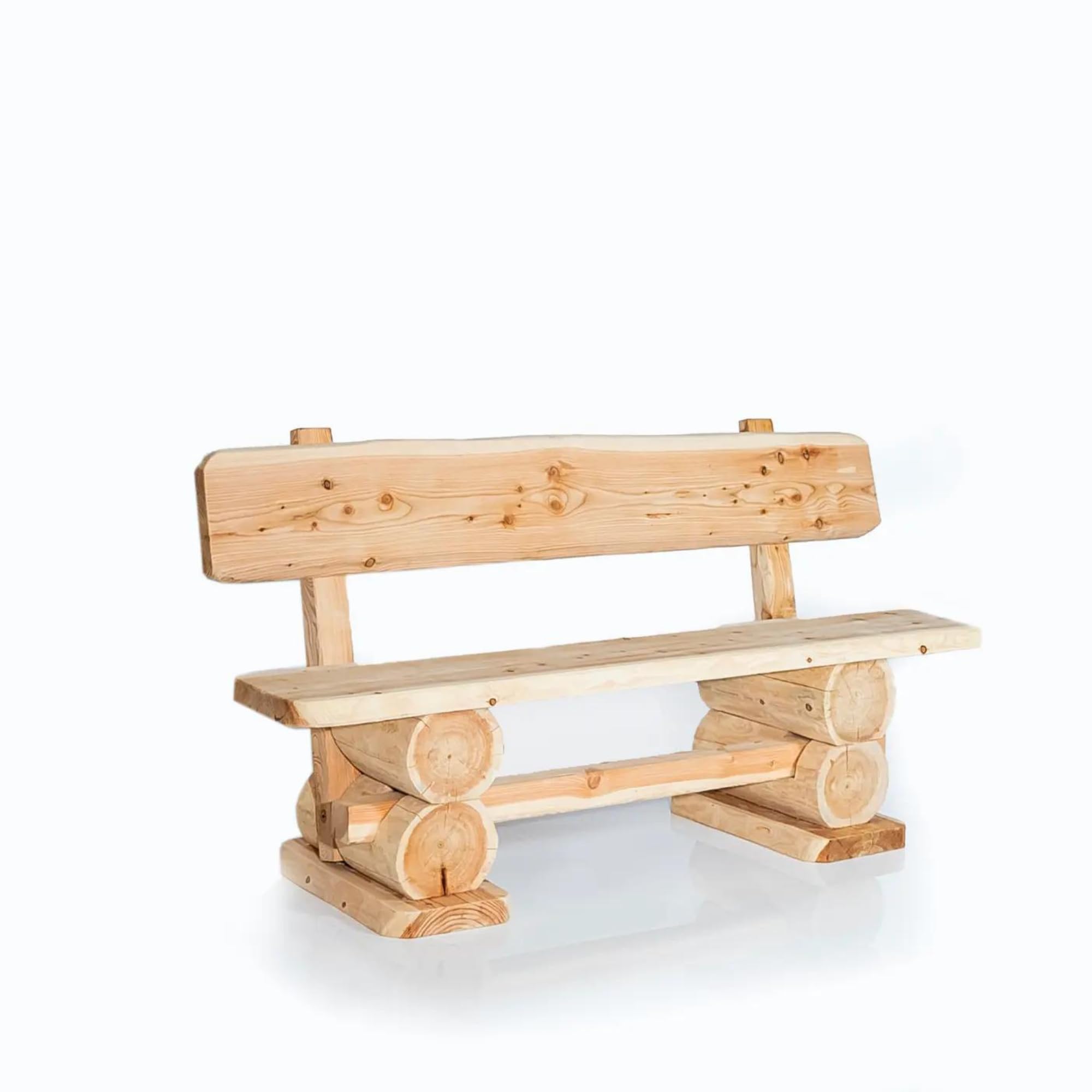 Mega Holz Gartenbank Rustikal Lärche 200 cm - Massivholz Bank aus heimischer Lärche - Fertig montierte Sitzbank für Terrasse, Garten & Balkon mit Rückenlehne - Für 3 Personen, wetterfest & robust