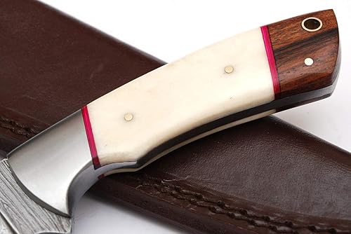 Miniatura 6 de RANDY Cuchillo de caza de acero de Damasco mejor cuchillo de caza de Damasco para caza y camping cuchillo con funda de cuero (9022) sobre todo 9