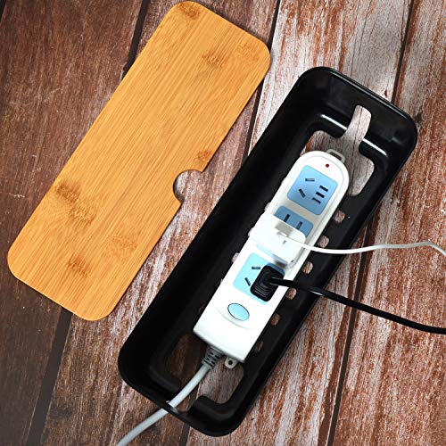 Rocinha Small Cable Management Box to Hide Cords and Power Strip, Desk Cord Organizer to Storage Wires Behind TVs, Computers, Cable Organizer Box for Home Kitchen, Office(Black)