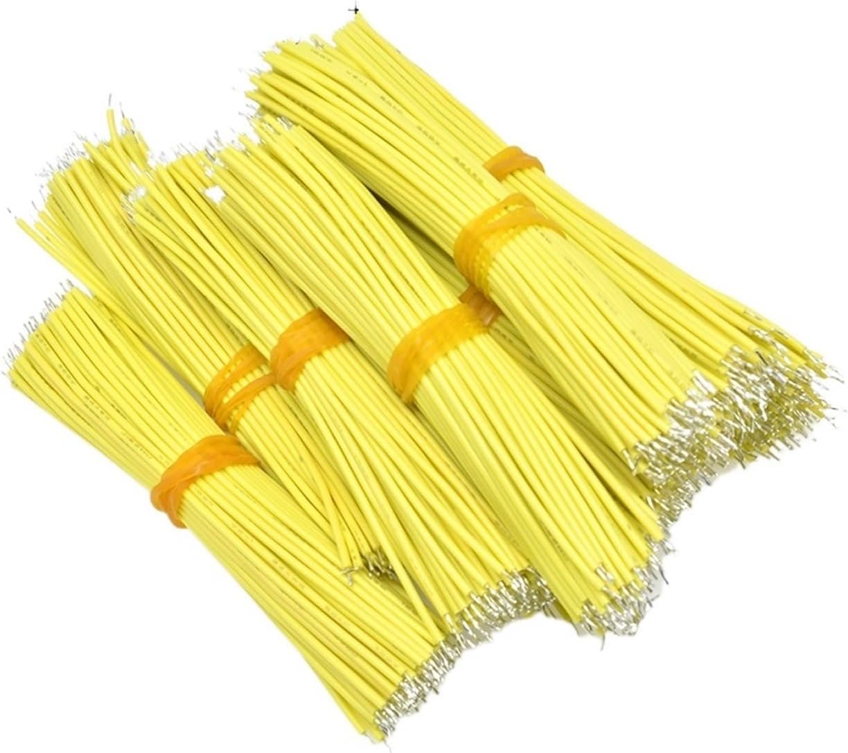 Multi-Conductor Cable Outdoor Landscape Wire, 100PCS Tin Plated Breadboard Cable Solder Tin Conductor Wires 24AWG 10CM Fly Jumper Electrical Wires 1007 24AWG(Yellow)